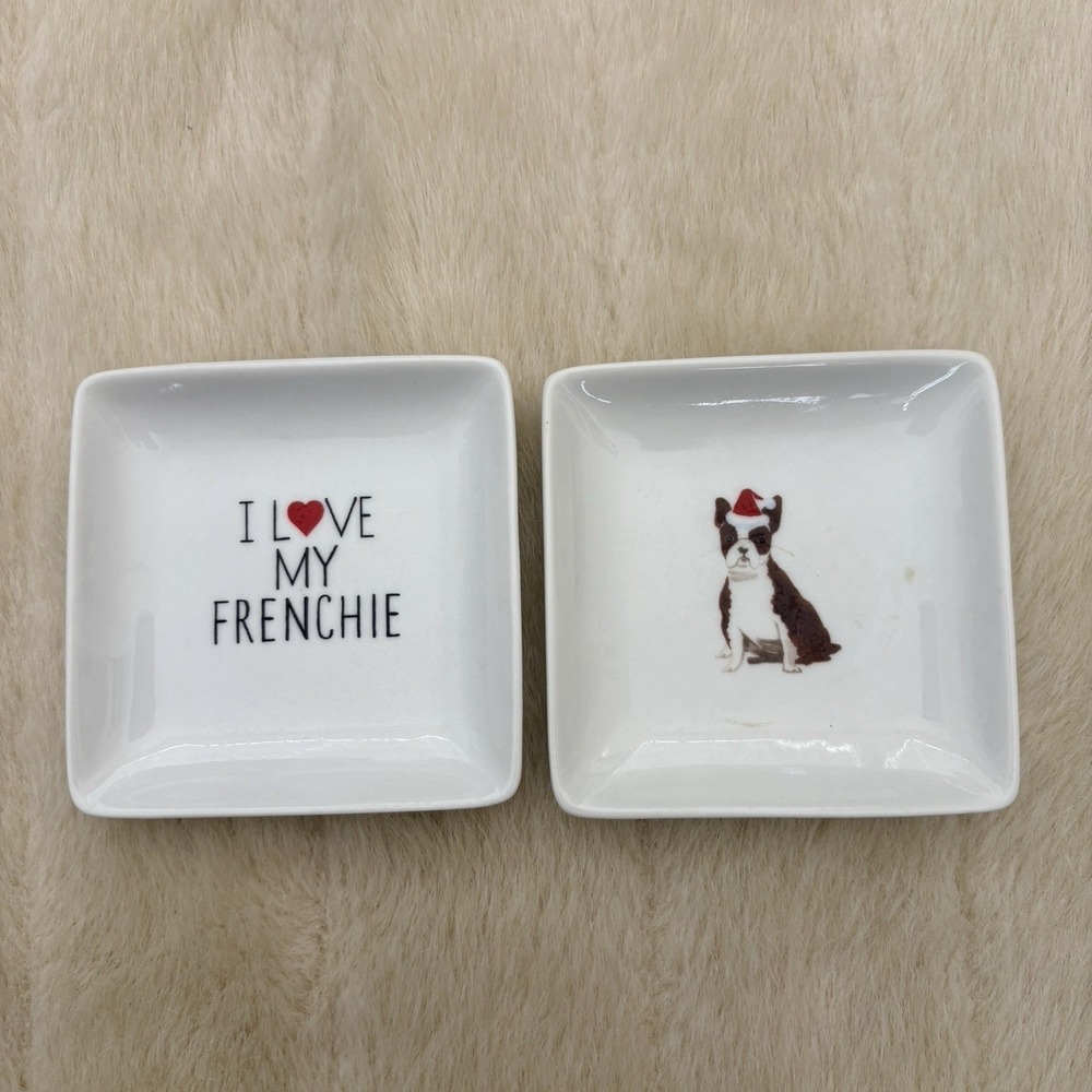 I Love My Frenchie‎ Set of 2 Porcelain Trinket Trays By Fringe Studio